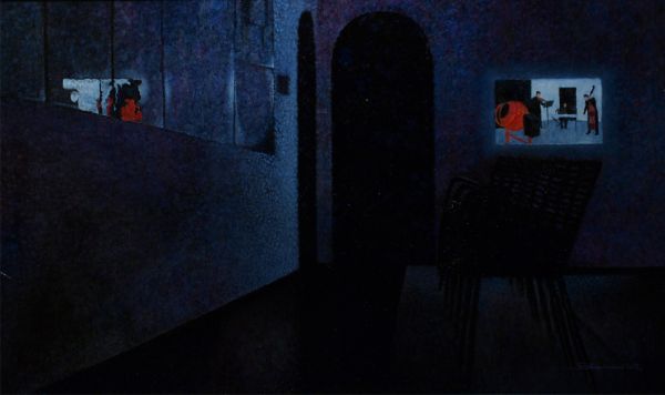 Stanko Ivanković. RIFLESSIONE, olio su masonite 107x64,5 cm 