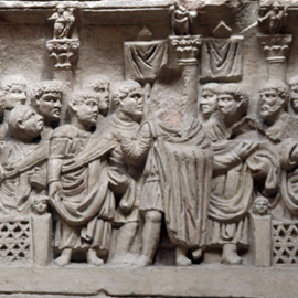 Particolare del fregio costantiniano con scena di "oratio" dall'Arco di Costantino
