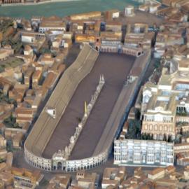 Plastico di Roma Imperiale. Particolare con il Circo Massimo e il Settizodio